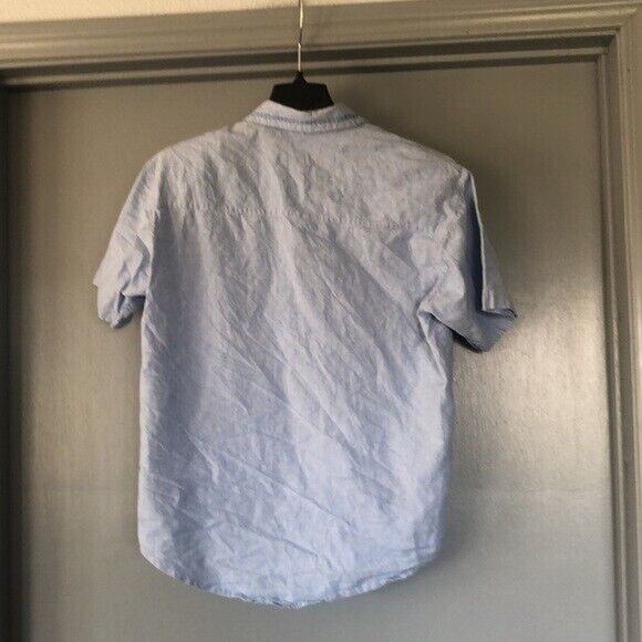 Vintage Citi Craze Women's L Blue Button Front Embroidered Flowers Short Sleeve - Picture 2 of 7